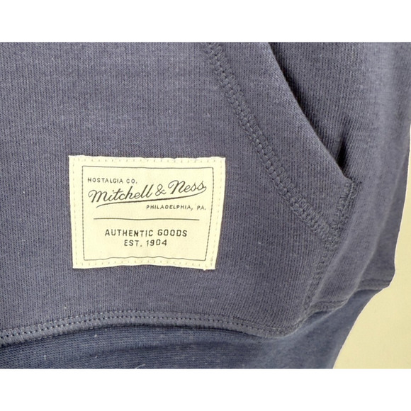 Mitchell & Ness Box Logo Hoodie Sweatshirt Branded Navy Blue Mens Size Large New - Picture 4 of 10